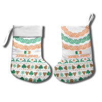 Ireland Christmas Stocking with Celtic Knot Shamrock and Tricolor Holiday Pattern - Wonder Print Shop