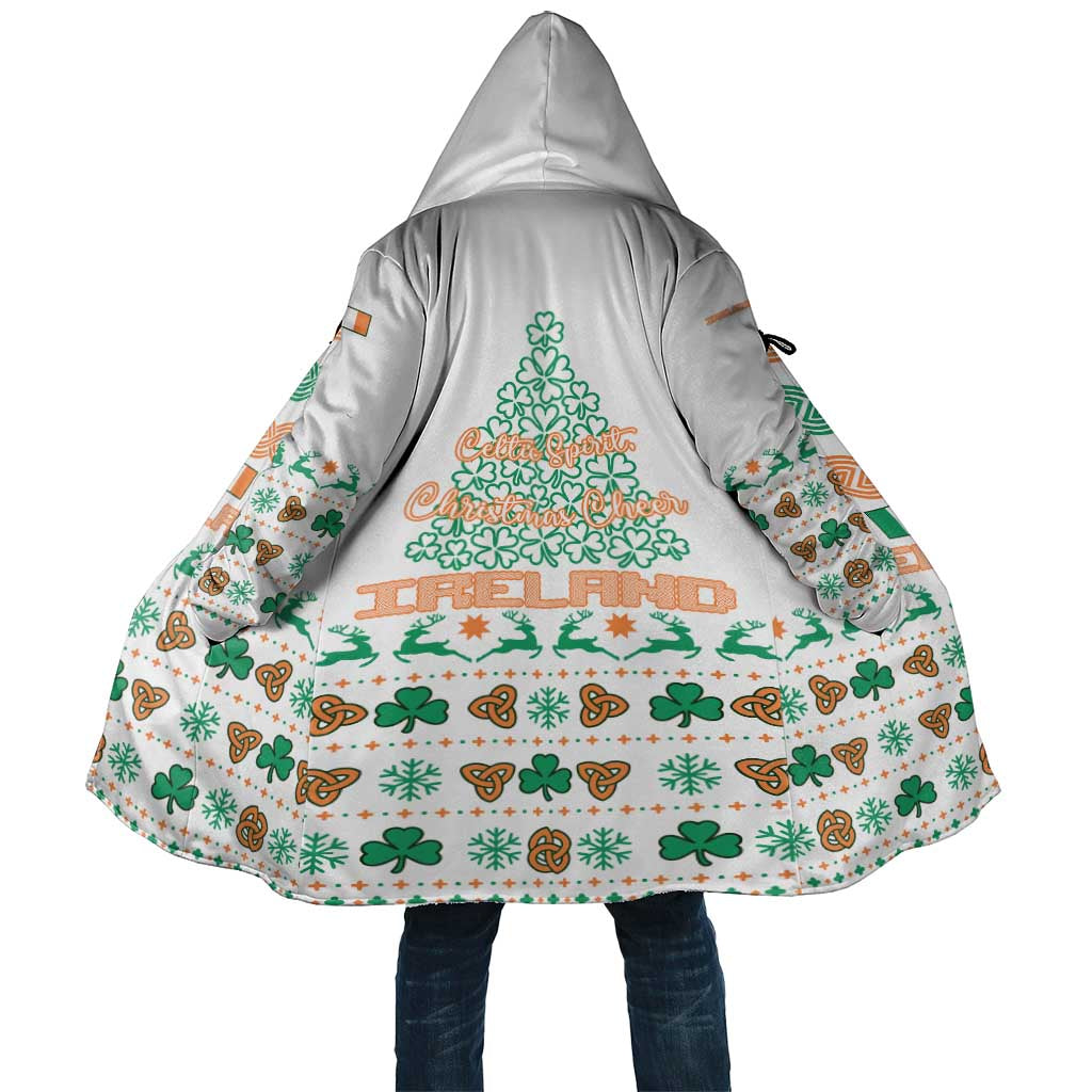 Ireland Christmas Cloak with Celtic Knot Shamrock and Tricolor Holiday Pattern - Wonder Print Shop
