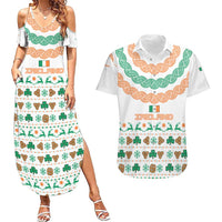 Ireland Christmas Couples Matching Summer Maxi Dress and Hawaiian Shirt with Celtic Knot Shamrock and Tricolor Holiday Pattern - Wonder Print Shop