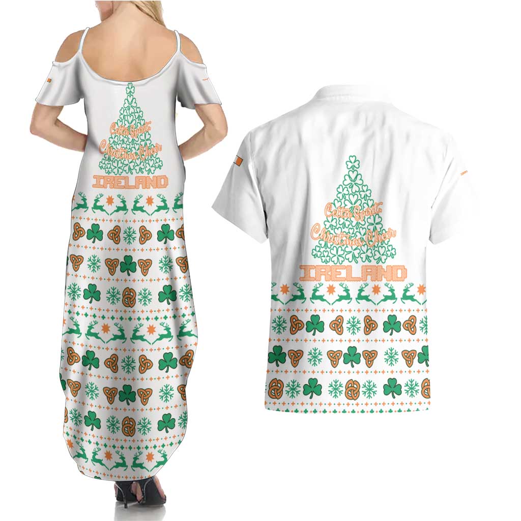 Ireland Christmas Couples Matching Summer Maxi Dress and Hawaiian Shirt with Celtic Knot Shamrock and Tricolor Holiday Pattern - Wonder Print Shop