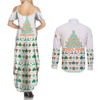 Ireland Christmas Couples Matching Summer Maxi Dress and Long Sleeve Button Shirt with Celtic Knot Shamrock and Tricolor Holiday Pattern - Wonder Print Shop