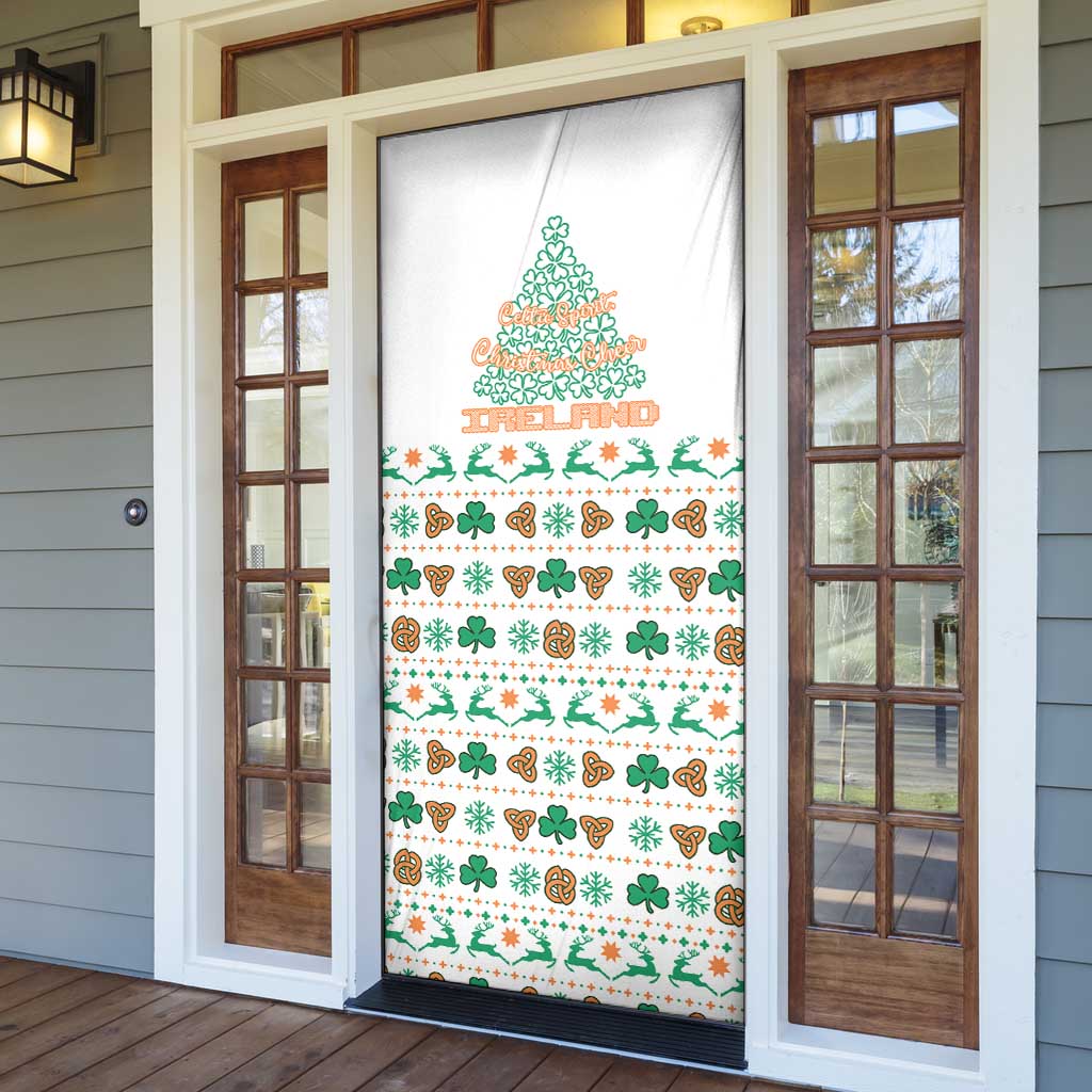 Ireland Christmas Door Cover with Celtic Knot Shamrock and Tricolor Holiday Pattern - Wonder Print Shop