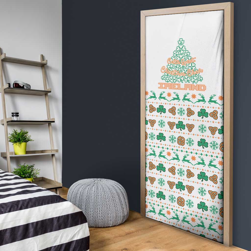 Ireland Christmas Door Cover with Celtic Knot Shamrock and Tricolor Holiday Pattern - Wonder Print Shop