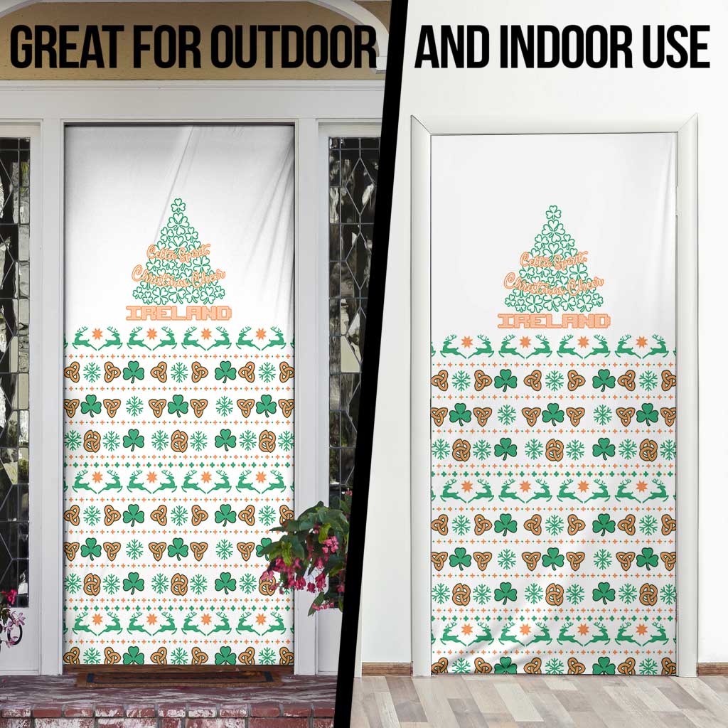 Ireland Christmas Door Cover with Celtic Knot Shamrock and Tricolor Holiday Pattern - Wonder Print Shop