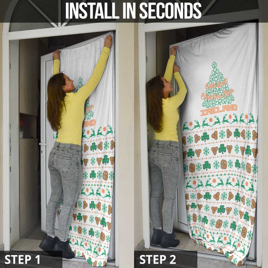Ireland Christmas Door Cover with Celtic Knot Shamrock and Tricolor Holiday Pattern - Wonder Print Shop