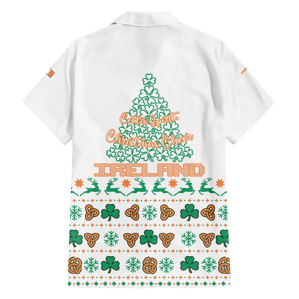 Ireland Christmas Family Matching Long Sleeve Bodycon Dress and Hawaiian Shirt with Celtic Knot Shamrock and Tricolor Holiday Pattern - Wonder Print Shop