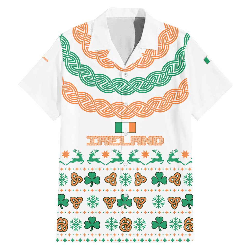 Ireland Christmas Family Matching Mermaid Dress and Hawaiian Shirt with Celtic Knot Shamrock and Tricolor Holiday Pattern - Wonder Print Shop