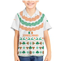 Ireland Christmas Family Matching Mermaid Dress and Hawaiian Shirt with Celtic Knot Shamrock and Tricolor Holiday Pattern - Wonder Print Shop