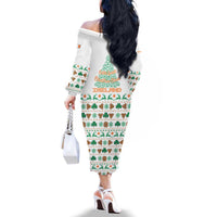 Ireland Christmas Family Matching Off The Shoulder Long Sleeve Dress and Hawaiian Shirt with Celtic Knot Shamrock and Tricolor Holiday Pattern - Wonder Print Shop