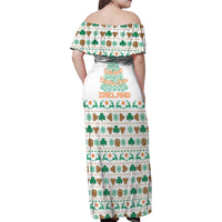Ireland Christmas Family Matching Off Shoulder Maxi Dress and Hawaiian Shirt with Celtic Knot Shamrock and Tricolor Holiday Pattern - Wonder Print Shop