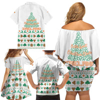 Ireland Christmas Family Matching Off Shoulder Short Dress and Hawaiian Shirt with Celtic Knot Shamrock and Tricolor Holiday Pattern - Wonder Print Shop