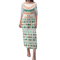 Ireland Christmas Family Matching Puletasi and Hawaiian Shirt with Celtic Knot Shamrock and Tricolor Holiday Pattern - Wonder Print Shop