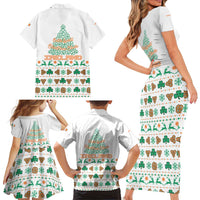 Ireland Christmas Family Matching Short Sleeve Bodycon Dress and Hawaiian Shirt with Celtic Knot Shamrock and Tricolor Holiday Pattern - Wonder Print Shop