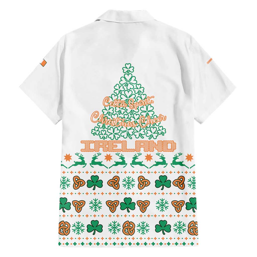 Ireland Christmas Family Matching Short Sleeve Bodycon Dress and Hawaiian Shirt with Celtic Knot Shamrock and Tricolor Holiday Pattern - Wonder Print Shop