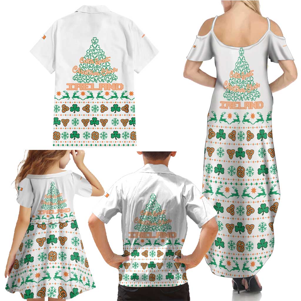 Ireland Christmas Family Matching Summer Maxi Dress and Hawaiian Shirt with Celtic Knot Shamrock and Tricolor Holiday Pattern - Wonder Print Shop