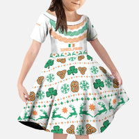 Ireland Christmas Family Matching Tank Maxi Dress and Hawaiian Shirt with Celtic Knot Shamrock and Tricolor Holiday Pattern - Wonder Print Shop