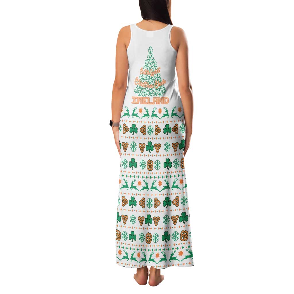 Ireland Christmas Family Matching Tank Maxi Dress and Hawaiian Shirt with Celtic Knot Shamrock and Tricolor Holiday Pattern - Wonder Print Shop