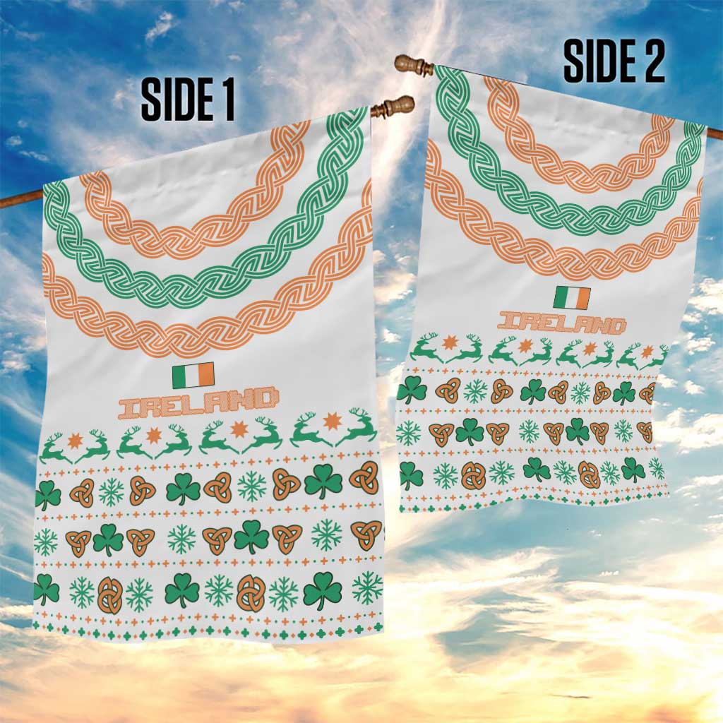 Ireland Christmas Garden Flag with Celtic Knot Shamrock and Tricolor Holiday Pattern - Wonder Print Shop