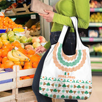 Ireland Christmas Grocery Bag with Celtic Knot Shamrock and Tricolor Holiday Pattern - Wonder Print Shop