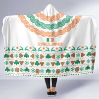 Ireland Christmas Hooded Blanket with Celtic Knot Shamrock and Tricolor Holiday Pattern - Wonder Print Shop