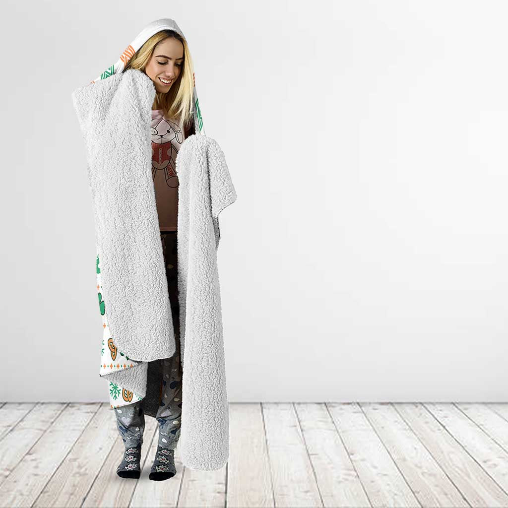 Ireland Christmas Hooded Blanket with Celtic Knot Shamrock and Tricolor Holiday Pattern - Wonder Print Shop