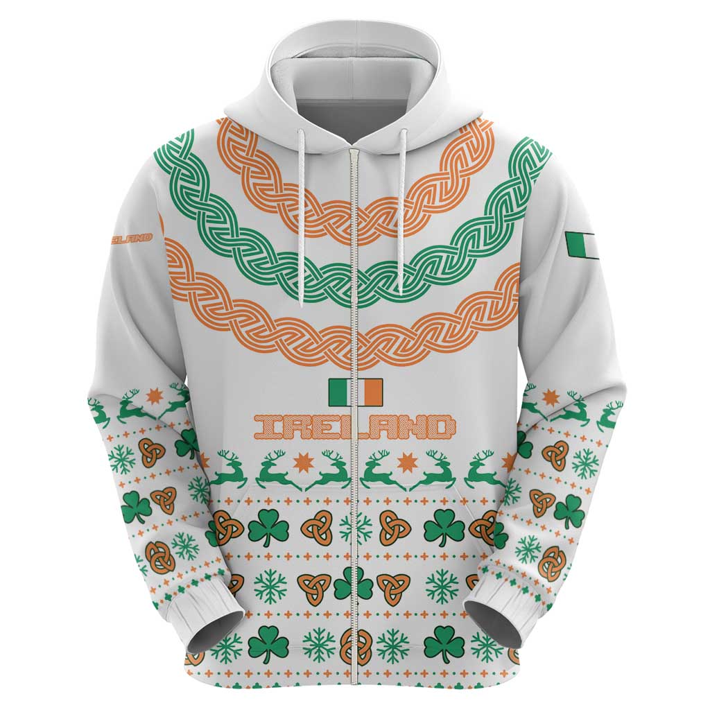 Ireland Christmas Hoodie with Celtic Knot Shamrock and Tricolor Holiday Pattern - Wonder Print Shop
