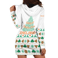 Ireland Christmas Hoodie Dress with Celtic Knot Shamrock and Tricolor Holiday Pattern - Wonder Print Shop