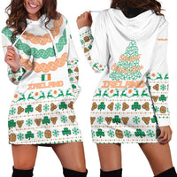 Ireland Christmas Hoodie Dress with Celtic Knot Shamrock and Tricolor Holiday Pattern - Wonder Print Shop