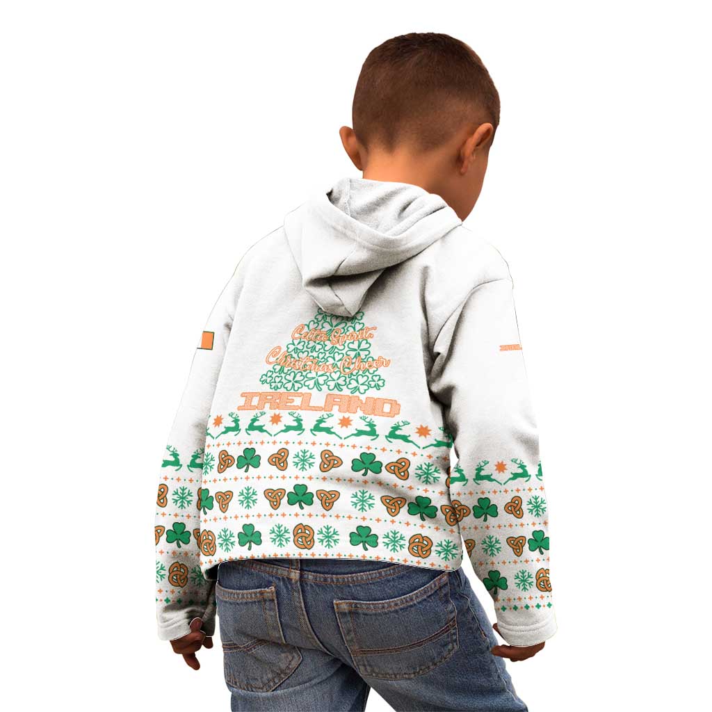 Ireland Christmas Kid Hoodie with Celtic Knot Shamrock and Tricolor Holiday Pattern - Wonder Print Shop