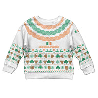 Ireland Christmas Kid Ugly Christmas Sweater with Celtic Knot Shamrock and Tricolor Holiday Pattern - Wonder Print Shop