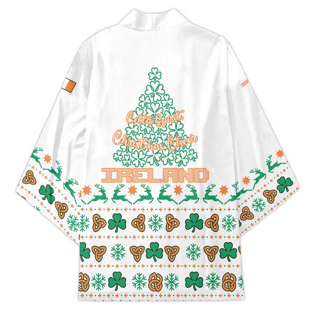 Ireland Christmas Kimono with Celtic Knot Shamrock and Tricolor Holiday Pattern - Wonder Print Shop