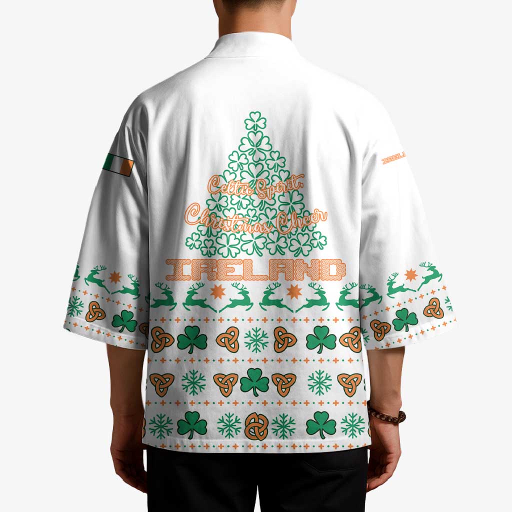 Ireland Christmas Kimono with Celtic Knot Shamrock and Tricolor Holiday Pattern - Wonder Print Shop