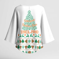Ireland Christmas Kimono Sleeve Blouse with Celtic Knot Shamrock and Tricolor Holiday Pattern - Wonder Print Shop