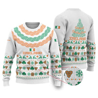 Ireland Christmas Ugly Christmas Sweater with Celtic Knot Shamrock and Tricolor Holiday Pattern - Wonder Print Shop
