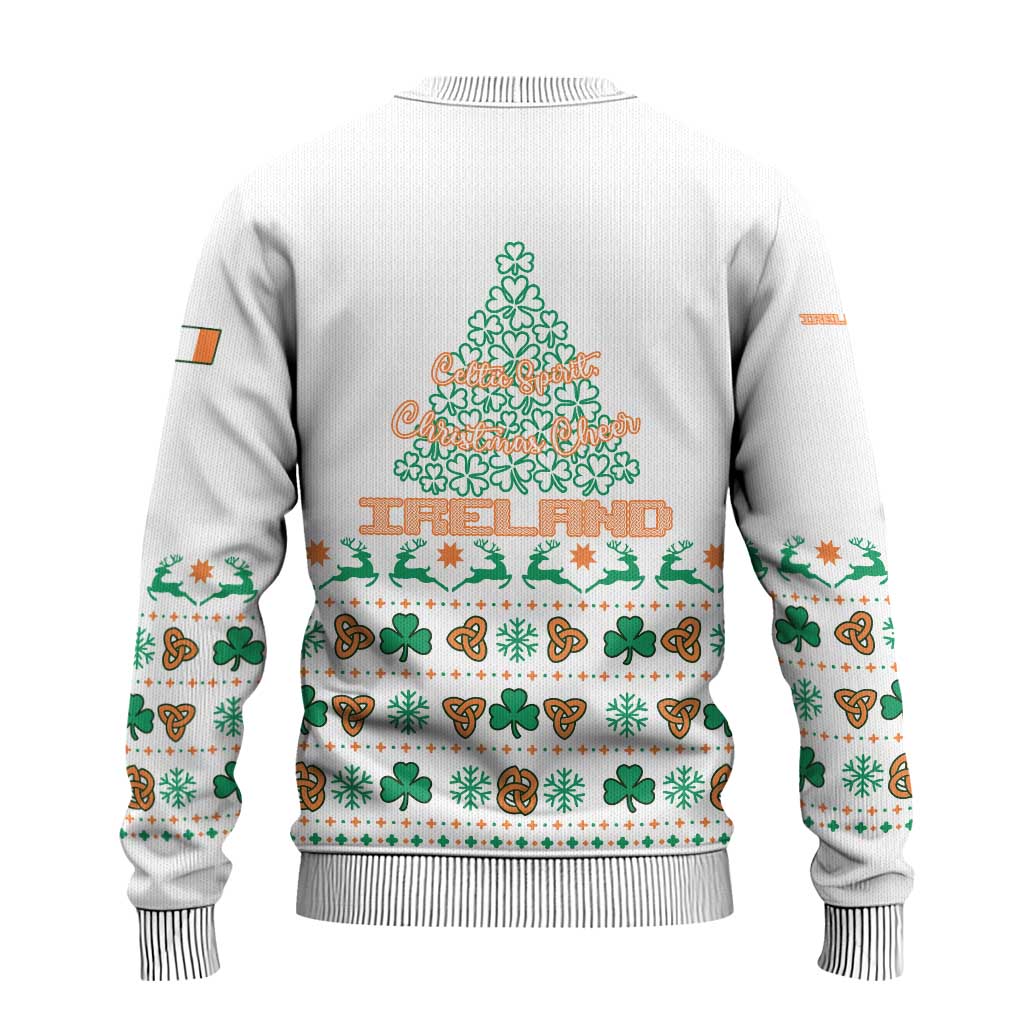 Ireland Christmas Ugly Christmas Sweater with Celtic Knot Shamrock and Tricolor Holiday Pattern - Wonder Print Shop