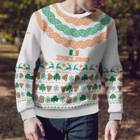 Ireland Christmas Ugly Christmas Sweater with Celtic Knot Shamrock and Tricolor Holiday Pattern - Wonder Print Shop