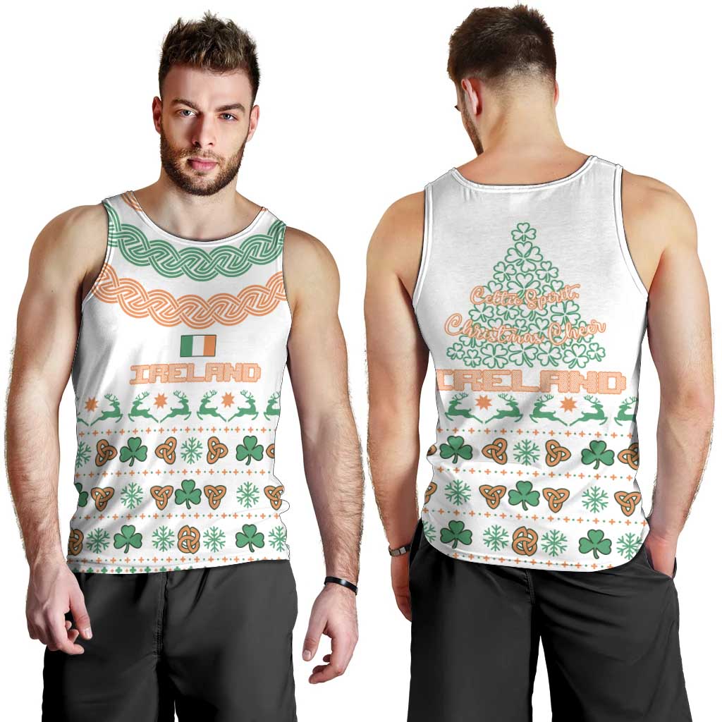 Ireland Christmas Men Tank Top with Celtic Knot Shamrock and Tricolor Holiday Pattern - Wonder Print Shop