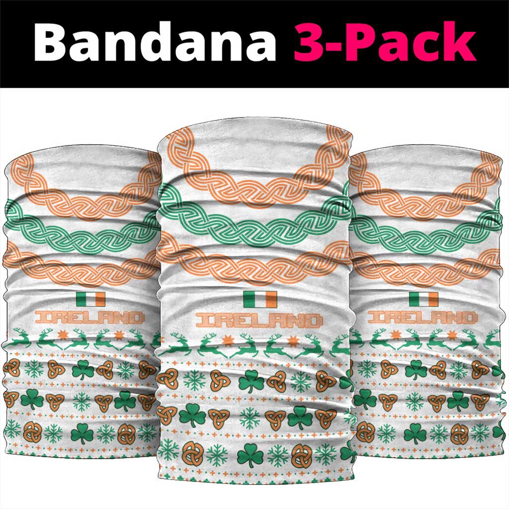 Ireland Christmas Neck Gaiter with Celtic Knot Shamrock and Tricolor Holiday Pattern - Wonder Print Shop