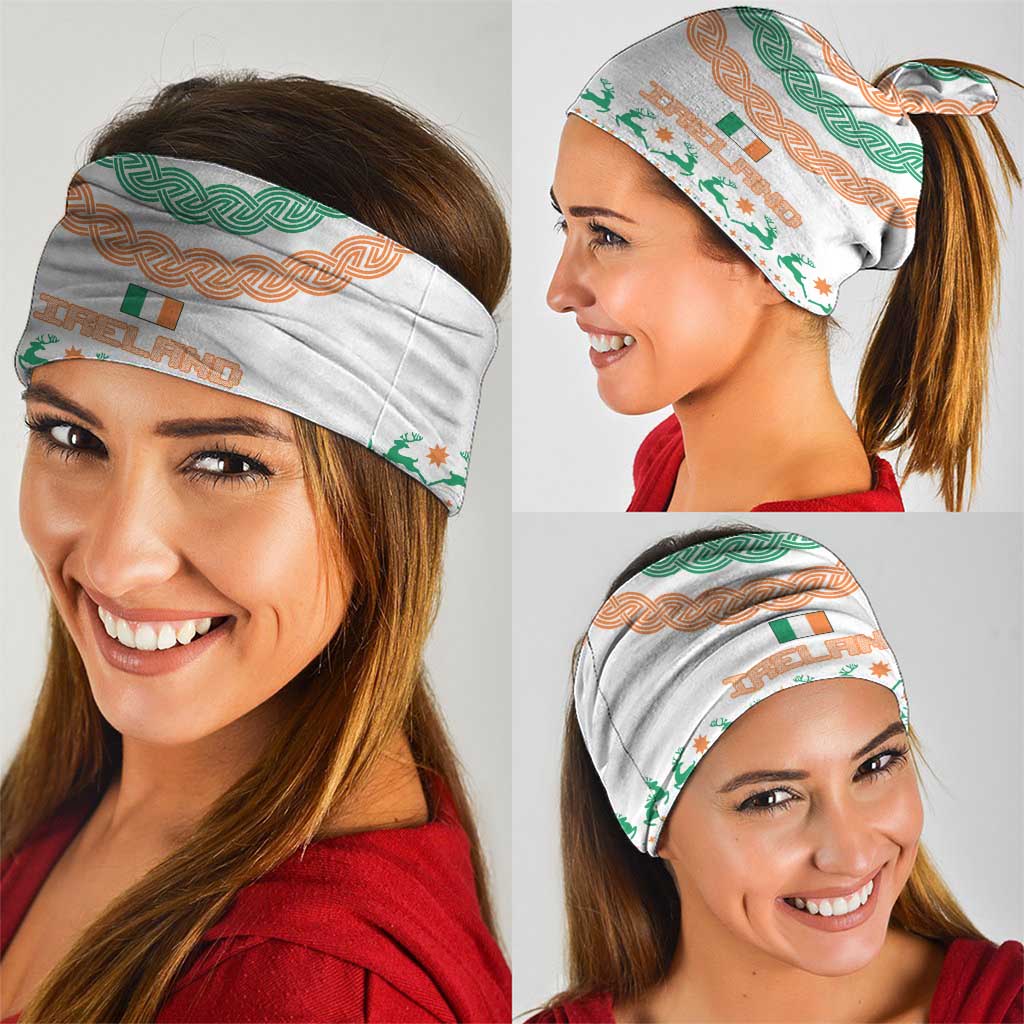 Ireland Christmas Neck Gaiter with Celtic Knot Shamrock and Tricolor Holiday Pattern - Wonder Print Shop