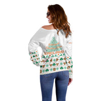 Ireland Christmas Off Shoulder Sweater with Celtic Knot Shamrock and Tricolor Holiday Pattern - Wonder Print Shop