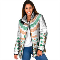 Ireland Christmas Padded Jacket with Celtic Knot Shamrock and Tricolor Holiday Pattern - Wonder Print Shop