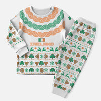 Ireland Christmas Pajama Set with Celtic Knot Shamrock and Tricolor Holiday Pattern - Wonder Print Shop