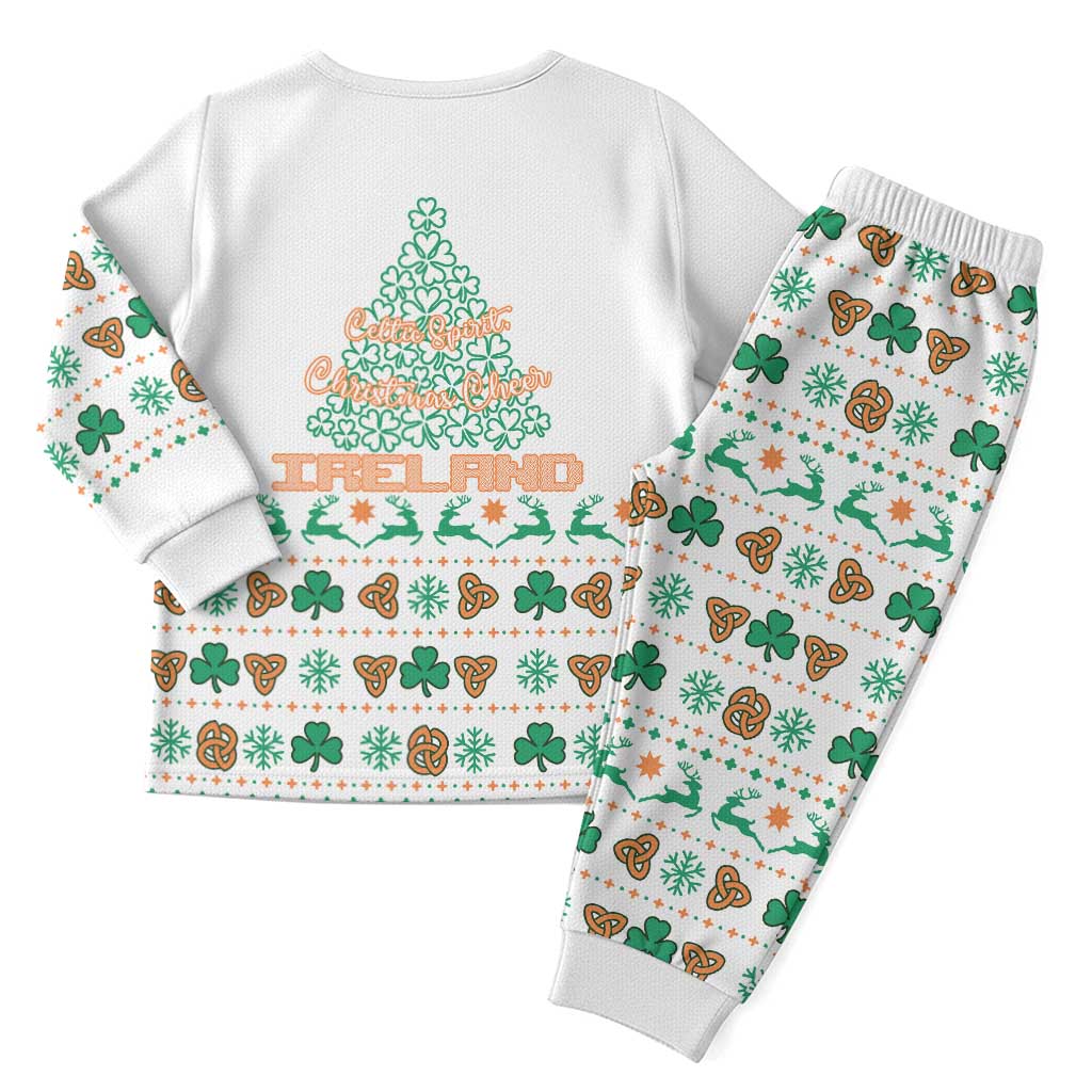 Ireland Christmas Pajama Set with Celtic Knot Shamrock and Tricolor Holiday Pattern - Wonder Print Shop