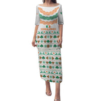 Ireland Christmas Puletasi with Celtic Knot Shamrock and Tricolor Holiday Pattern - Wonder Print Shop