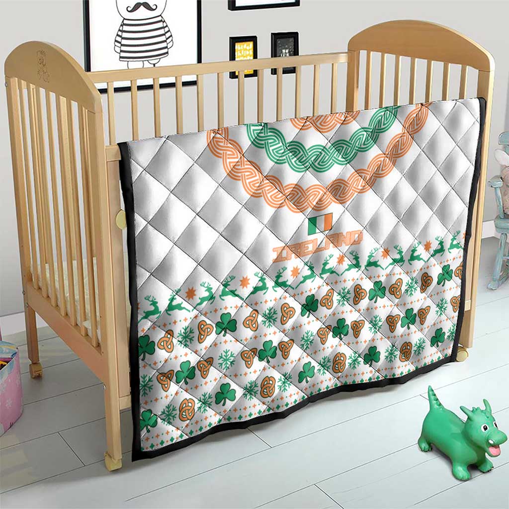 Ireland Christmas Quilt with Celtic Knot Shamrock and Tricolor Holiday Pattern - Wonder Print Shop