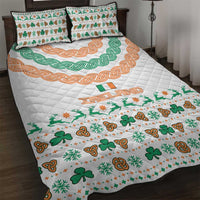 Ireland Christmas Quilt Bed Set with Celtic Knot Shamrock and Tricolor Holiday Pattern - Wonder Print Shop