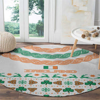 Ireland Christmas Round Carpet with Celtic Knot Shamrock and Tricolor Holiday Pattern - Wonder Print Shop