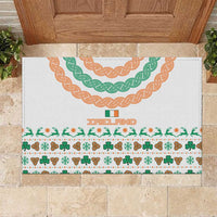 Ireland Christmas Rubber Doormat with Celtic Knot Shamrock and Tricolor Holiday Pattern - Wonder Print Shop