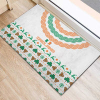 Ireland Christmas Rubber Doormat with Celtic Knot Shamrock and Tricolor Holiday Pattern - Wonder Print Shop