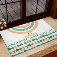 Ireland Christmas Rubber Doormat with Celtic Knot Shamrock and Tricolor Holiday Pattern - Wonder Print Shop